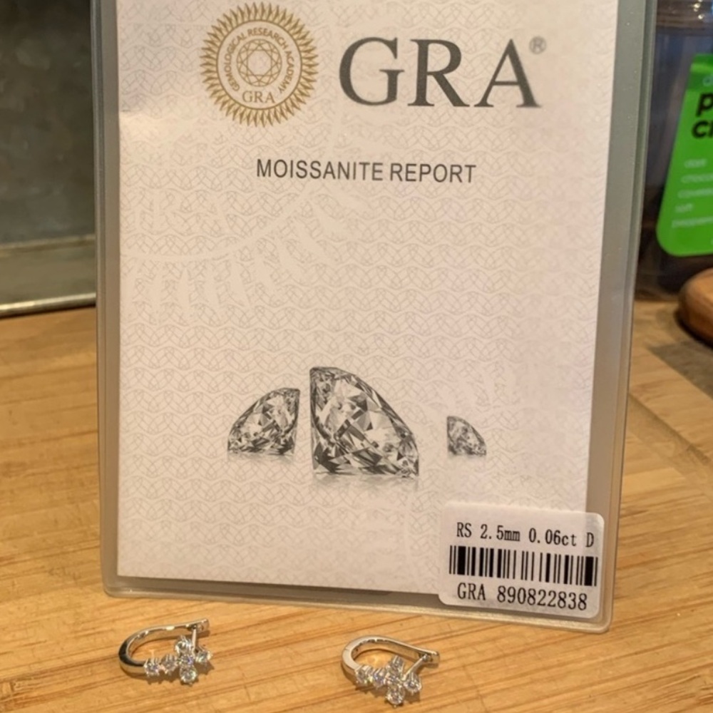 NIB Silver 0.6 Carat Moissanite Cross Earrings